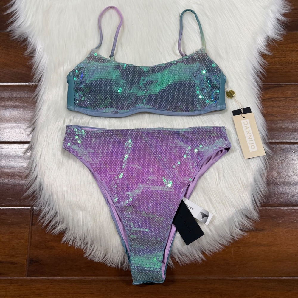 Gianni Bini Dannijo Size Small Sequin‎ Frankie Top Frida Bikini Bottom Swimsuit